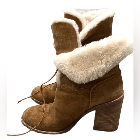 UGG Jerene ankle boots in chestnut women’s size 8 block heel. - Picture 3 of 7